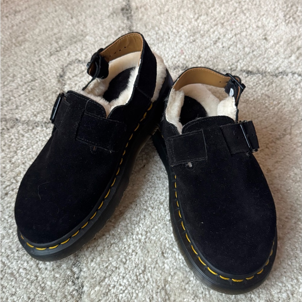 Dr. Martens Black Mules with Buckle